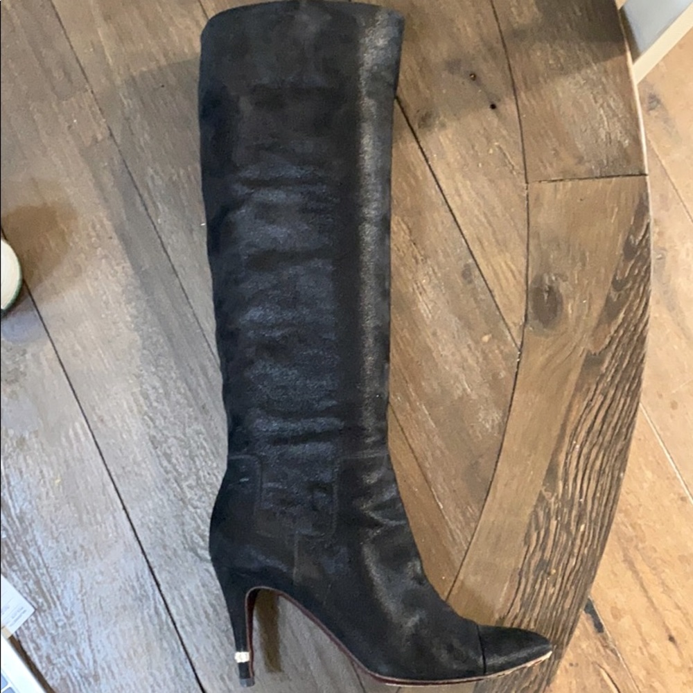 Chanel black suede boots 6.5